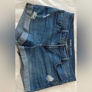 womens old navy boyfriend blue jean shorts size 4, cuffed